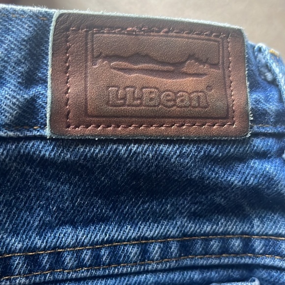LL Bean Fleece Green Lined Insulated Blue Jeans Mens Size 35/29 EUC - Picture 9 of 9